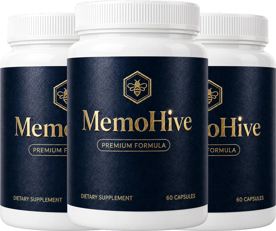 Three bottles of MemoHive Premium Formula
